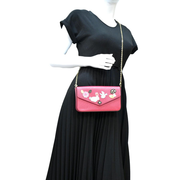 LOUIS VUITTON Easter Felicie Epi Leather Pochette Crossbody Bag Pink