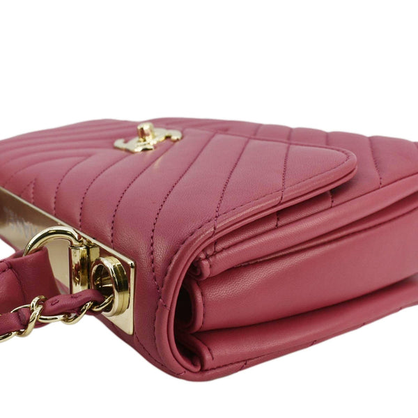 CHANEL Trendy CC Top Handle Flap Quilted Leather Shoulder Bag Hot Pink