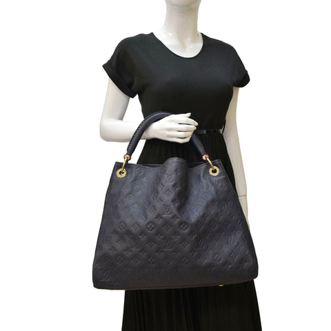 LOUIS VUITTON Artsy MM Empreinte Leather Shoulder Bag Navy Blue