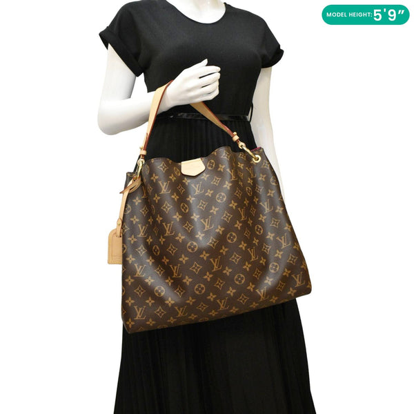 LOUIS VUITTON Graceful MM Monogram Canvas Hobo Shoulder Bag Brown