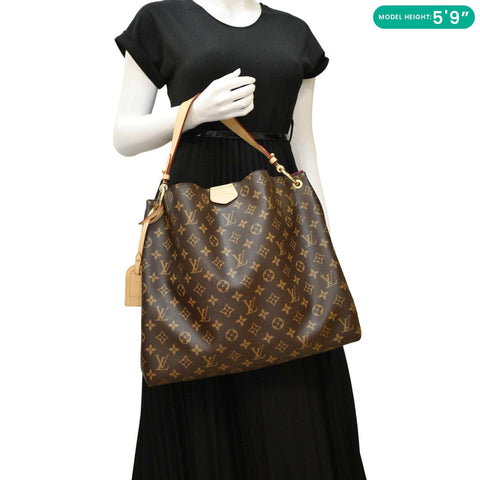LOUIS VUITTON Graceful MM Monogram Canvas Hobo Shoulder Bag Brown