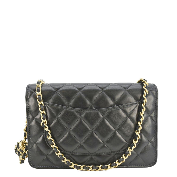 CHANEL CC Pearl Crush WOC Lambskin Quilted Leather Crossbody Bag Black