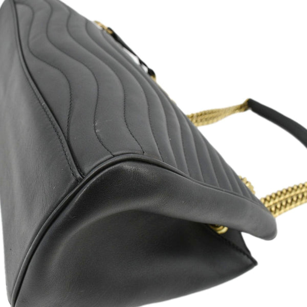 LOUIS VUITTON Wave Chain Leather Tote Shoulder Bag Black