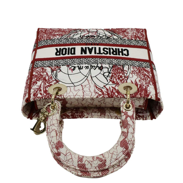 CHRISTIAN DIOR Lady D-Lite Medium Diormour D-Royaume dAmour Motif Canvas Crossbody Bag Multicolor