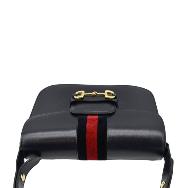 GUCCI Horsebit 1955 Small Leather Shoulder Bag Navy 602204