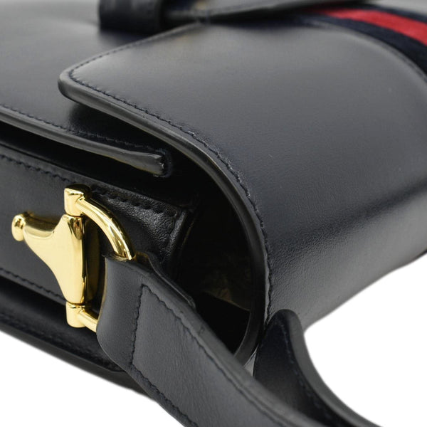 GUCCI Horsebit 1955 Small Leather Shoulder Bag Navy 602204