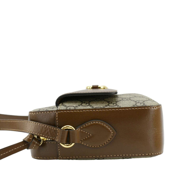 GUCCI Horsebit 1955 Small GG Supreme Canvas Shoulder Bag Beige 645454