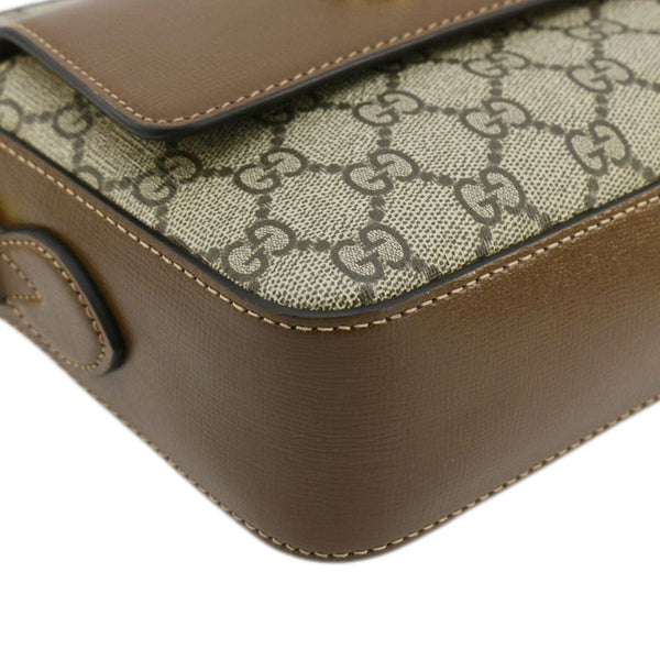 GUCCI Horsebit 1955 Small GG Supreme Canvas Shoulder Bag Beige 645454