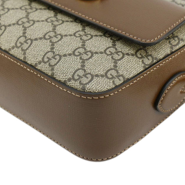 GUCCI Horsebit 1955 Small GG Supreme Canvas Shoulder Bag Beige 645454