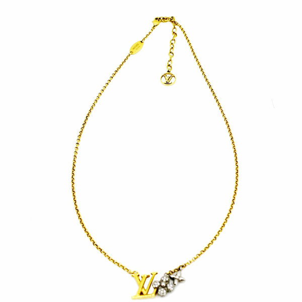 LOUIS VUITTON LV Gram Metal Zircorns Pendant Necklace Gold