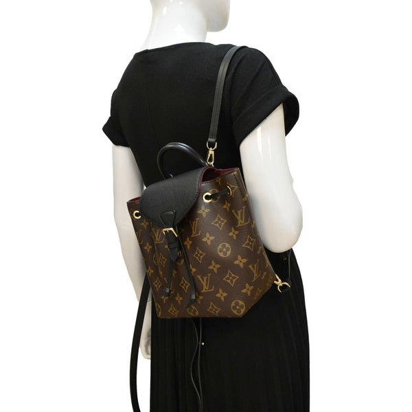 LOUIS VUITTON Montsouris BB Monogram Canvas Leather Backpack Bag Black