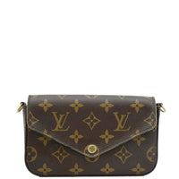 LOUIS VUITTON Felicie Strap 
Go Pochette Monogram Canvas Crossbody Bag Brown