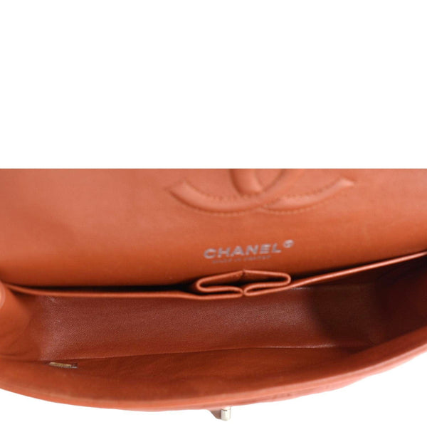 CHANEL Classic Medium Double Flap Quilted Leather Shoulder Bag Red