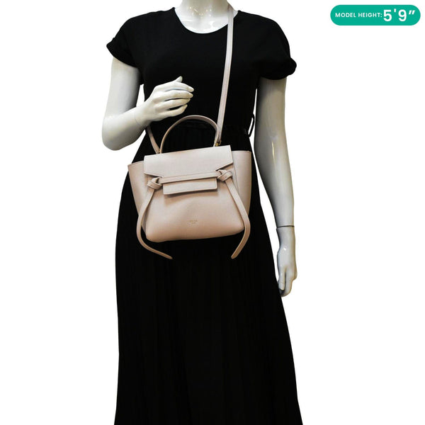 CELINE Nano Grained Leather Belt Bag Light Pink dummmy look