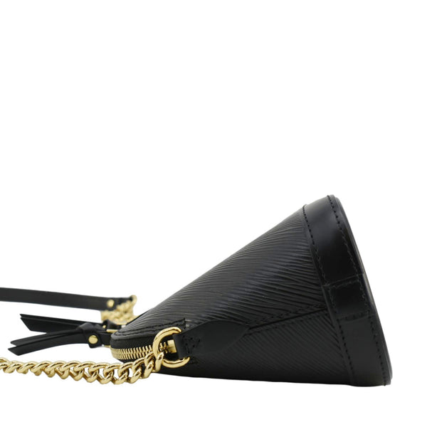 LOUIS VUITTON Alma BB Epi Leather Satchel Bag Black