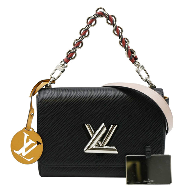 LOUIS VUITTON Twist MM Shoulder Bag Black front look front side