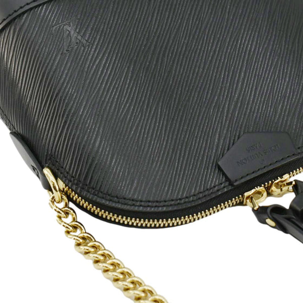 LOUIS VUITTON Alma BB Epi Leather Satchel Bag Black