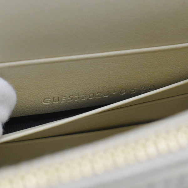 YVES SAINT LAURENT Sunset Crocodile Embossed Leather Crossbody Bag Ivory