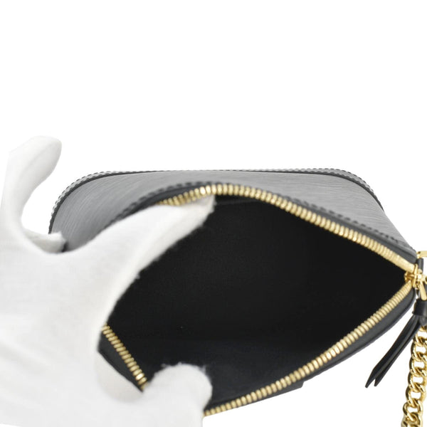 LOUIS VUITTON Alma BB Epi Leather Satchel Bag Black