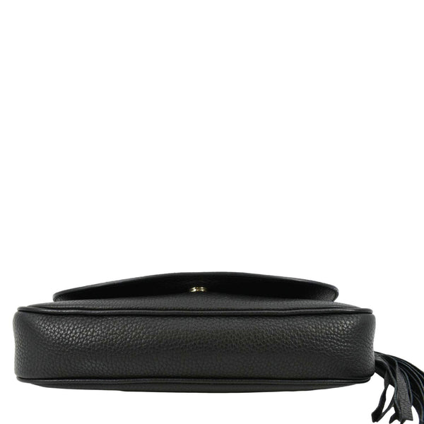 GUCCI Soho GG Flap Leather Chain Shoulder Bag Black 336752