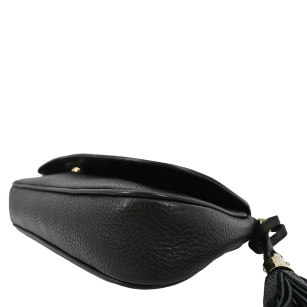 GUCCI Soho GG Flap Leather Chain Shoulder Bag Black 336752