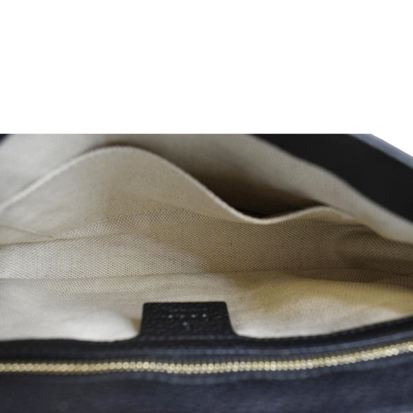 GUCCI Soho GG Flap Leather Chain Shoulder Bag Black 336752