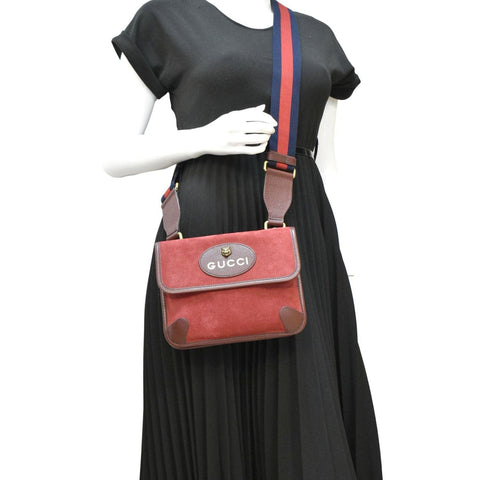 GUCCI Neo Vintage Suede Crossbody Bag Red 501050
