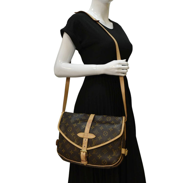 LOUIS VUITTON Saumur 30 Monogram Canvas Crossbody Bag Brown