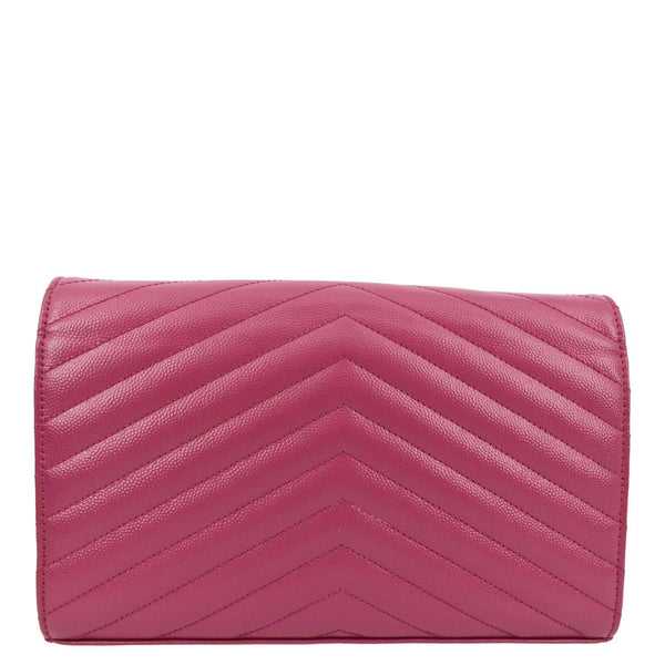 YVES SAINT LAURENT Cassandre Matelasse Chain Wallet Crossbody Bag Fuchsia