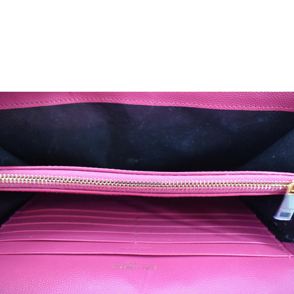 YVES SAINT LAURENT Cassandre Matelasse Chain Wallet Crossbody Bag Fuchsia