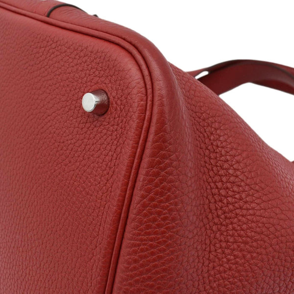 HERMES Picotin Lock 22 Taurillon Clemence Leather Hobo Bag Red
