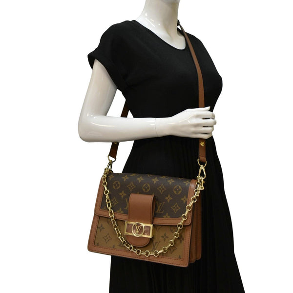 LOUIS VUITTON Dauphine MM Monogram Reverse Canvas Shoulder Bag Brown