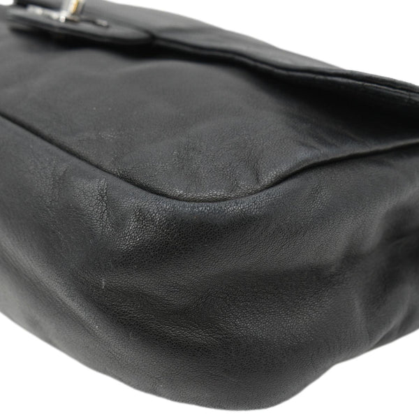 CHANEL Soft and Chain Flap Leather Shoulder Bag Black