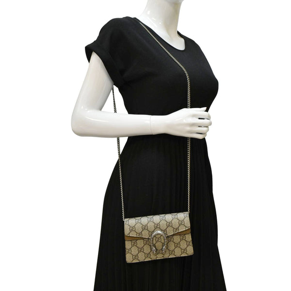 GUCCI Dionysus Super Mini GG Supreme Canvas Crossbody Bag Taupe 476432