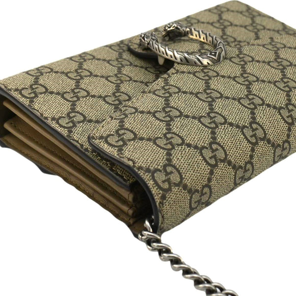 GUCCI Dionysus GG Supreme Canvas Chain Wallet Crossbody Bag Beige 401231