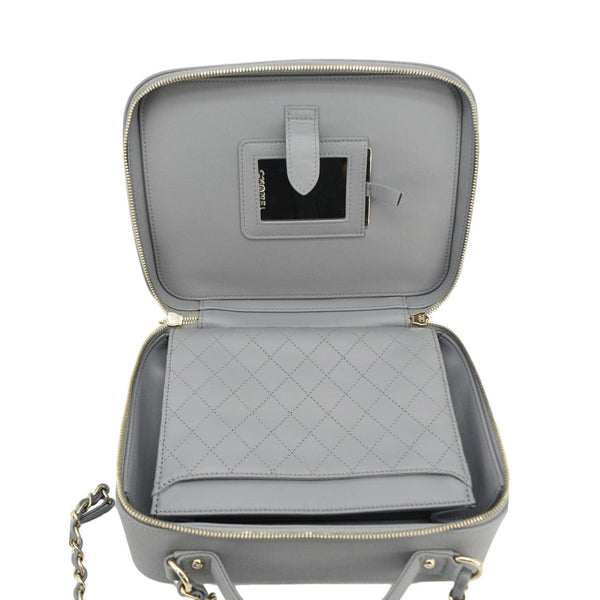 CHANEL Vanity Case Filigree CC Large Caviar Quilted Shoulder Bag Grey