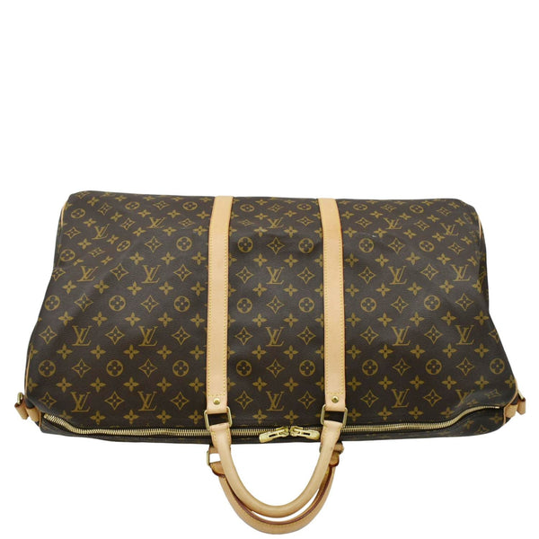 LOUIS VUITTON Keepall 60 Bandouliere Monogram Canvas Travel Bag Brown