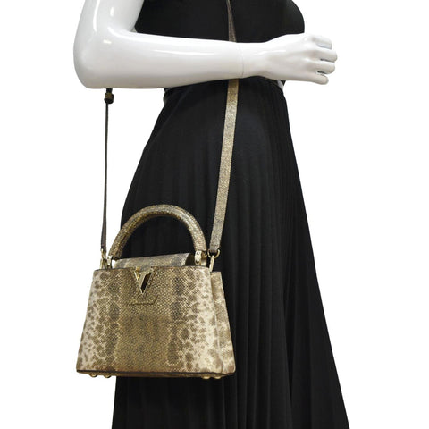 LOUIS VUITTON Capucines Mini Karung Skin Leather Shoulder Bag Full Moon