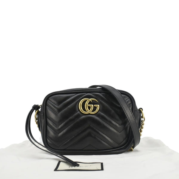 GUCCI GG Marmont Mini Matelasse Leather Crossbody Bag Black 448065