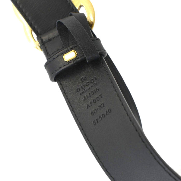 GUCCI GG Buckle Marmont Thin Leather Belt Size 80.32 Black 414516