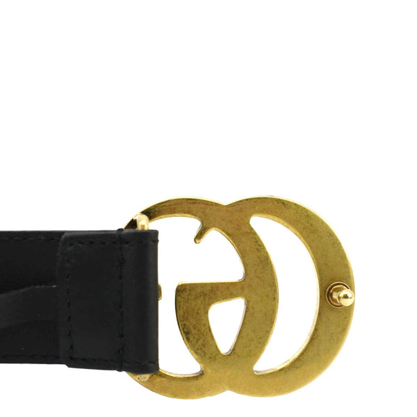 GUCCI GG Buckle Marmont Thin Leather Belt Size 80.32 Black 414516