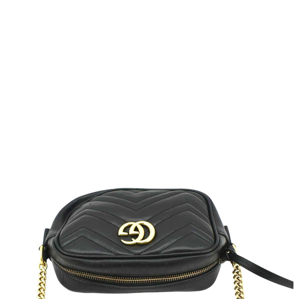 GUCCI GG Marmont Mini Matelasse Leather Crossbody Bag Black 448065