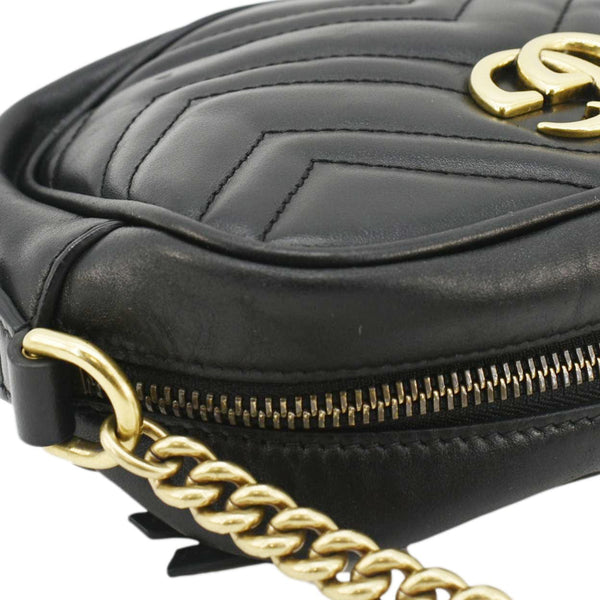 GUCCI GG Marmont Mini Matelasse Leather Crossbody Bag Black 448065