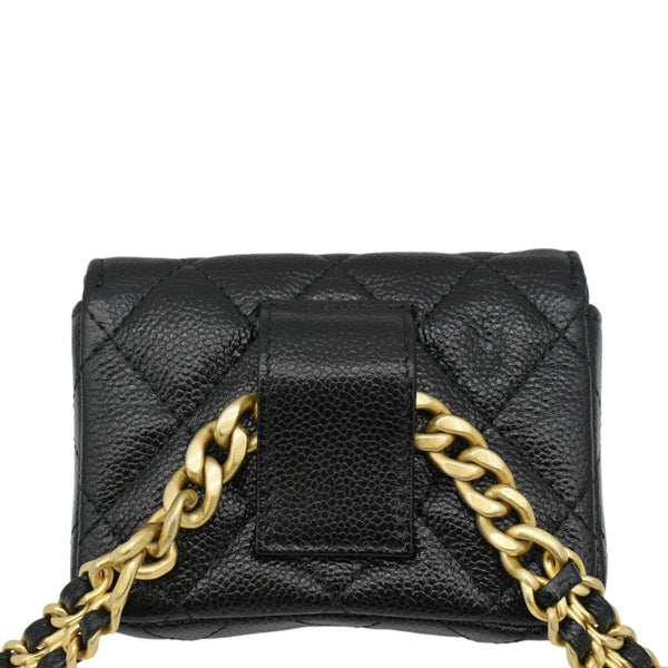 CHANEL Sweetheart CC Chain Quilted Caviar Leather Belt Bag Black