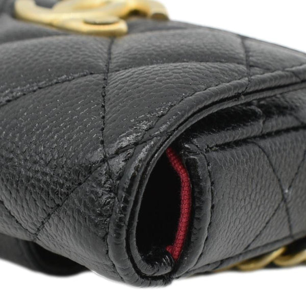 CHANEL Sweetheart CC Chain Quilted Caviar Leather Belt Bag Black