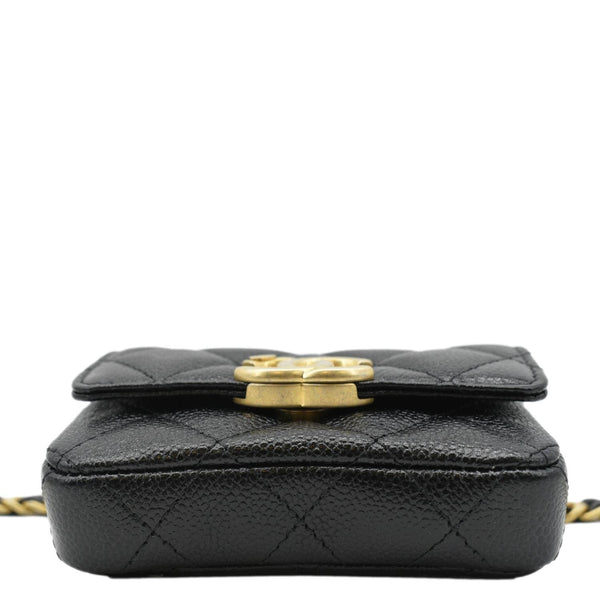 CHANEL Sweetheart CC Chain Quilted Caviar Leather Belt Bag Black