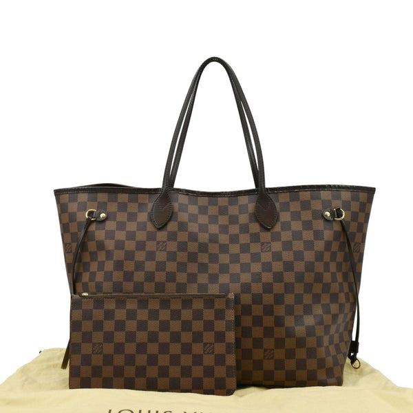 LOUIS VUITTON Neverfull GM Damier Ebene Tote Shoulder Bag Brown