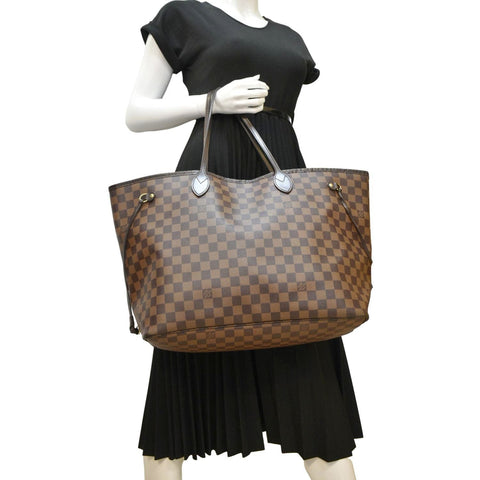 LOUIS VUITTON Neverfull GM Damier Ebene Tote Shoulder Bag Brown