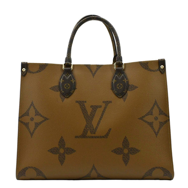 LOUIS VUITTON Onthego MM Giant Monogram Canvas Tote Shoulder Bag Brown