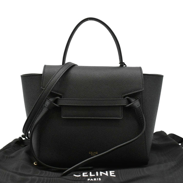 CELINE Nano Belt Grained Leather Shoulder Bag Black